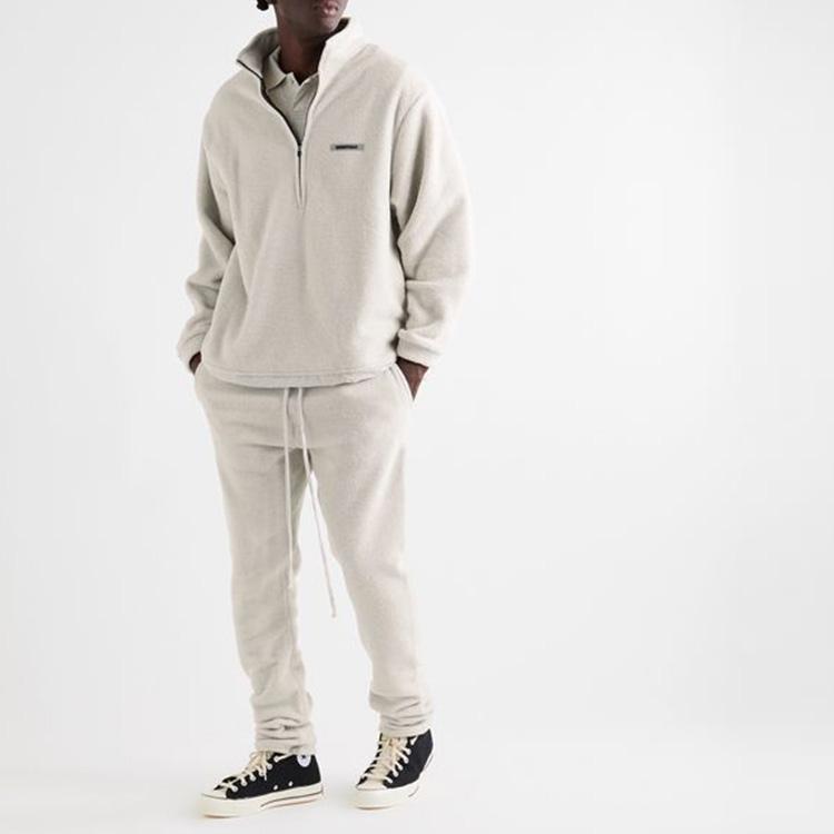 Fear of God Essentials Polar Fleece Half-Zip Sweater Unisex Tops Oatmeal FOG-SS20-278