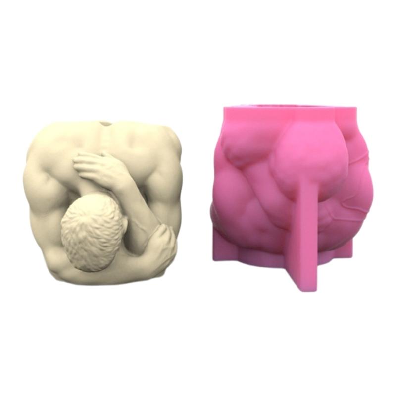Candles Holder Resin Mold,Gypsum Flower Pot Silicone Molds Yoga-man Epoxy Resin Casting Mold for DIY Jewelry Storage Box