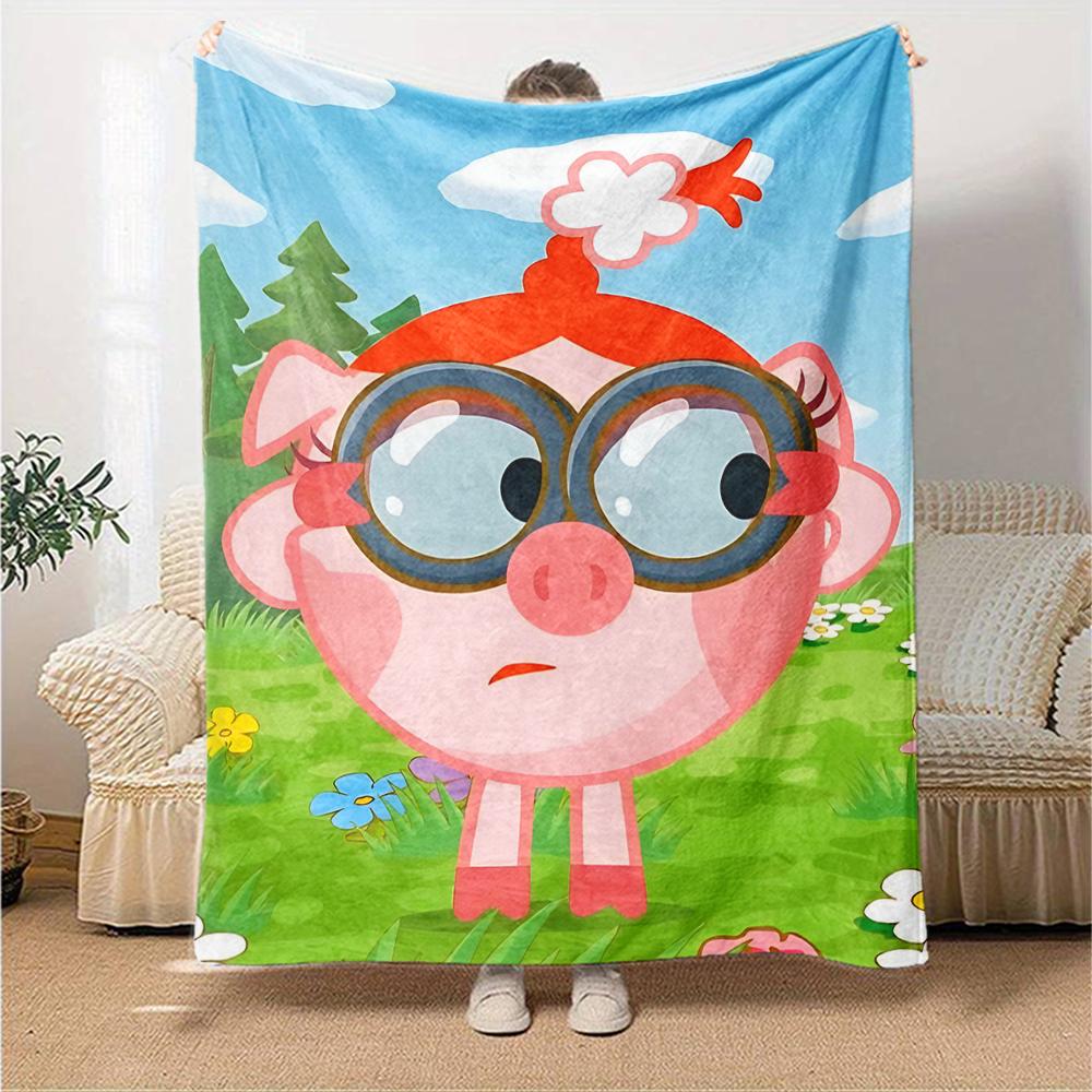 1Pc Cute Cartoon Character KikoRiki Blanket Soft Comfortable Polyester Blanket All Season Warm Throw Bedroom Office Outdoor Use Perfect Christmas Gift