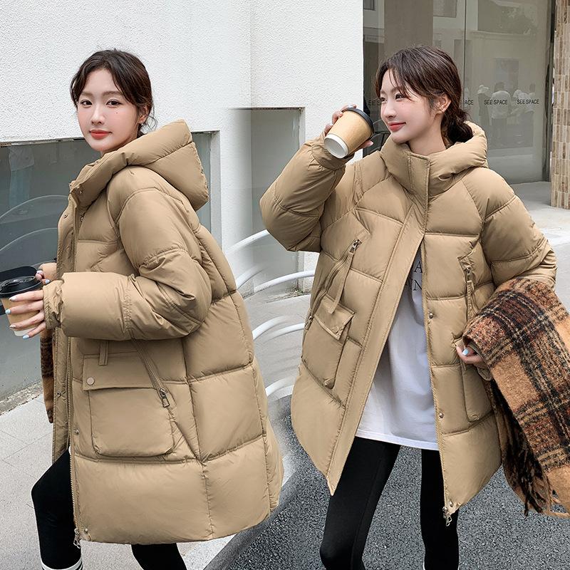 Down cotton jacket women's 2025 winter new cotton suit, Korean version mid-length thickened hooded bread padded jacket women's loose