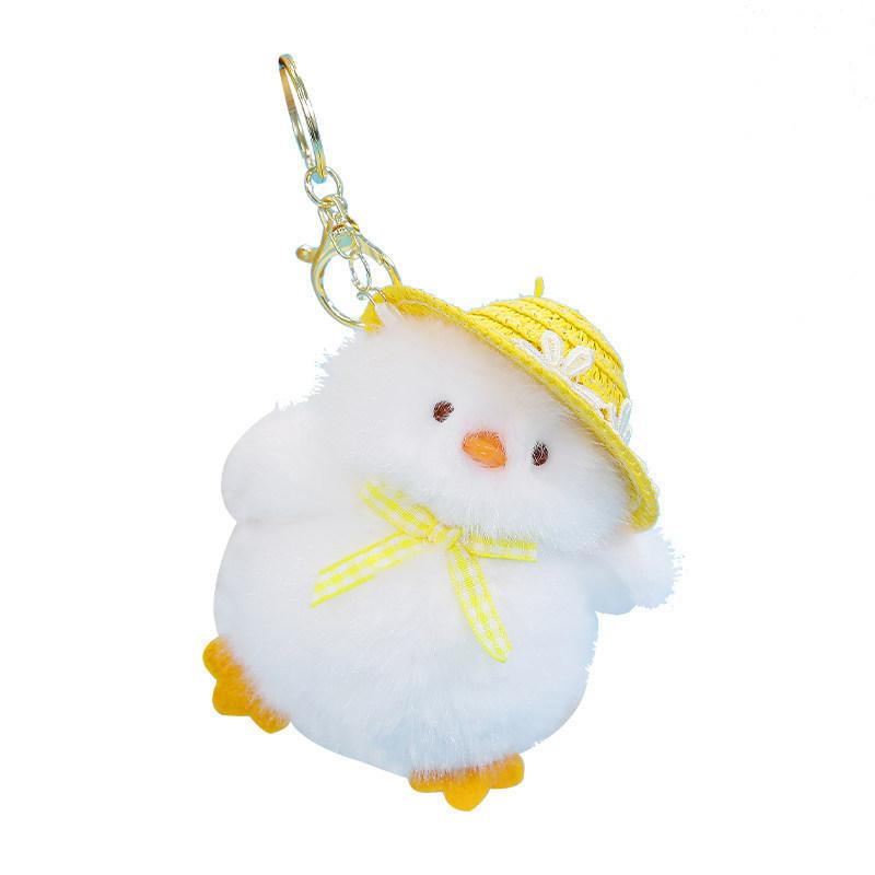 Plush Animal Keychain With Straw Hat For Girls Perfect As Bag Decor Gift