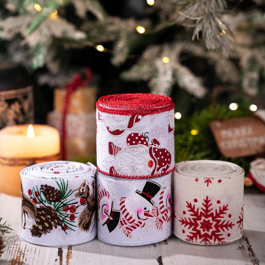 Printed Onions Tree Ribbon Christmas Ribbon Christmas Tree Wreath Decoration Ribbon Arrangement Ribbon