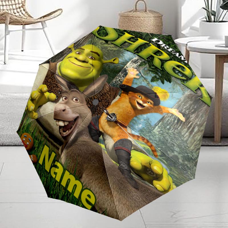 Custom Name Shrek Theme Automatic Umbrella, Lightweight & Portable, 8 Rib, Perfect for Outdoor Travel, Birthdays, Christmas, Gifts.