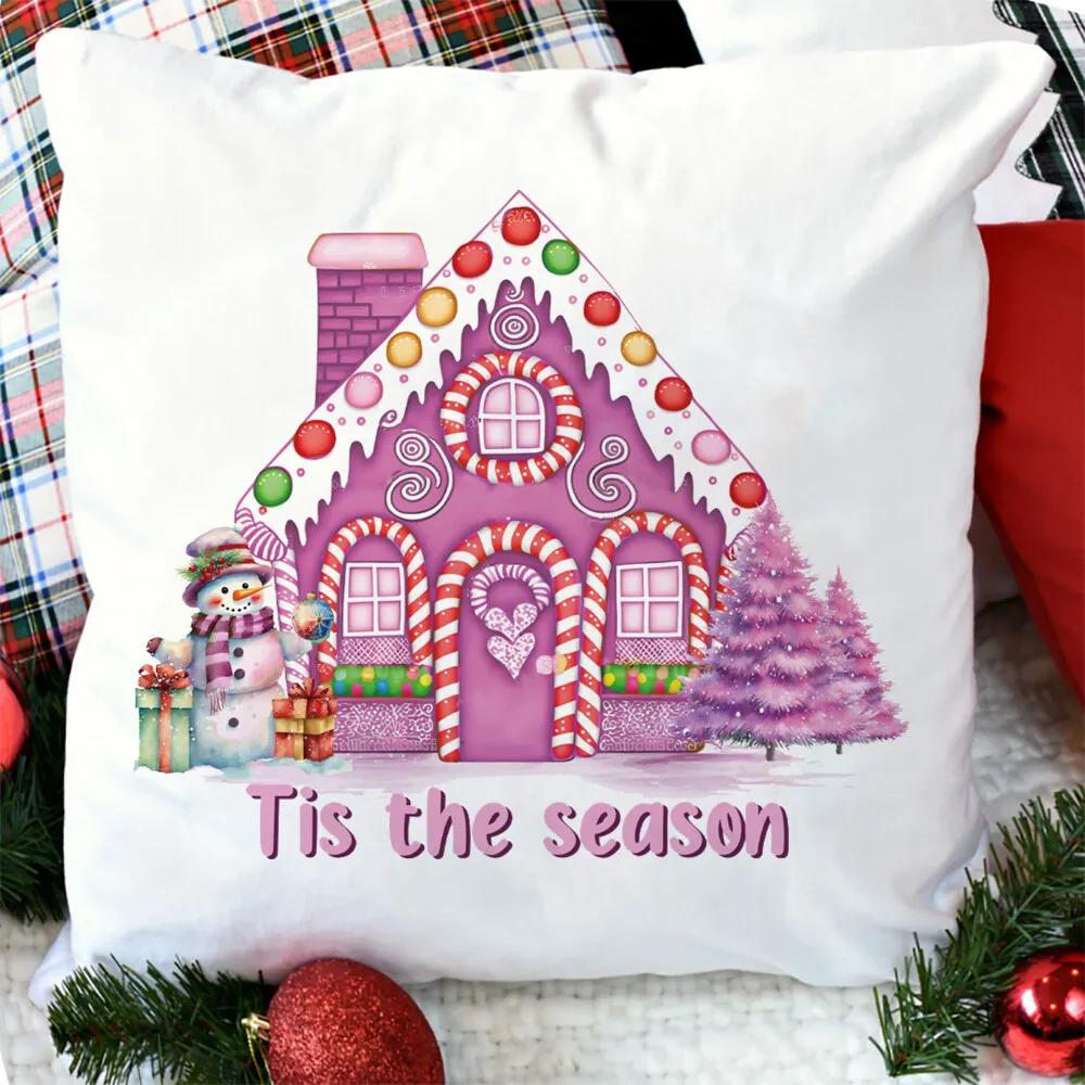 merry christmas printed Pillow Case christmas derco Pillow Dust Cover Bedroom Kids pink xmas Party Decoration Pillowcase gifts