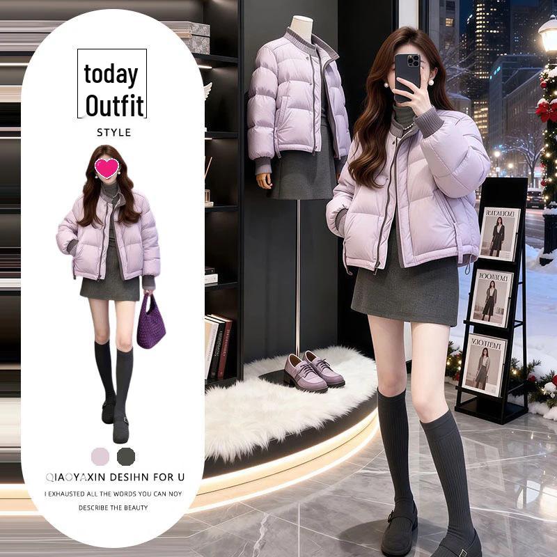 

2025 A/W Purple Cotton Jacket & Slim-fit Base Top with High-waist Skirt - College Style 3-Piece Set S [Recommended for 40-47.5 kg]