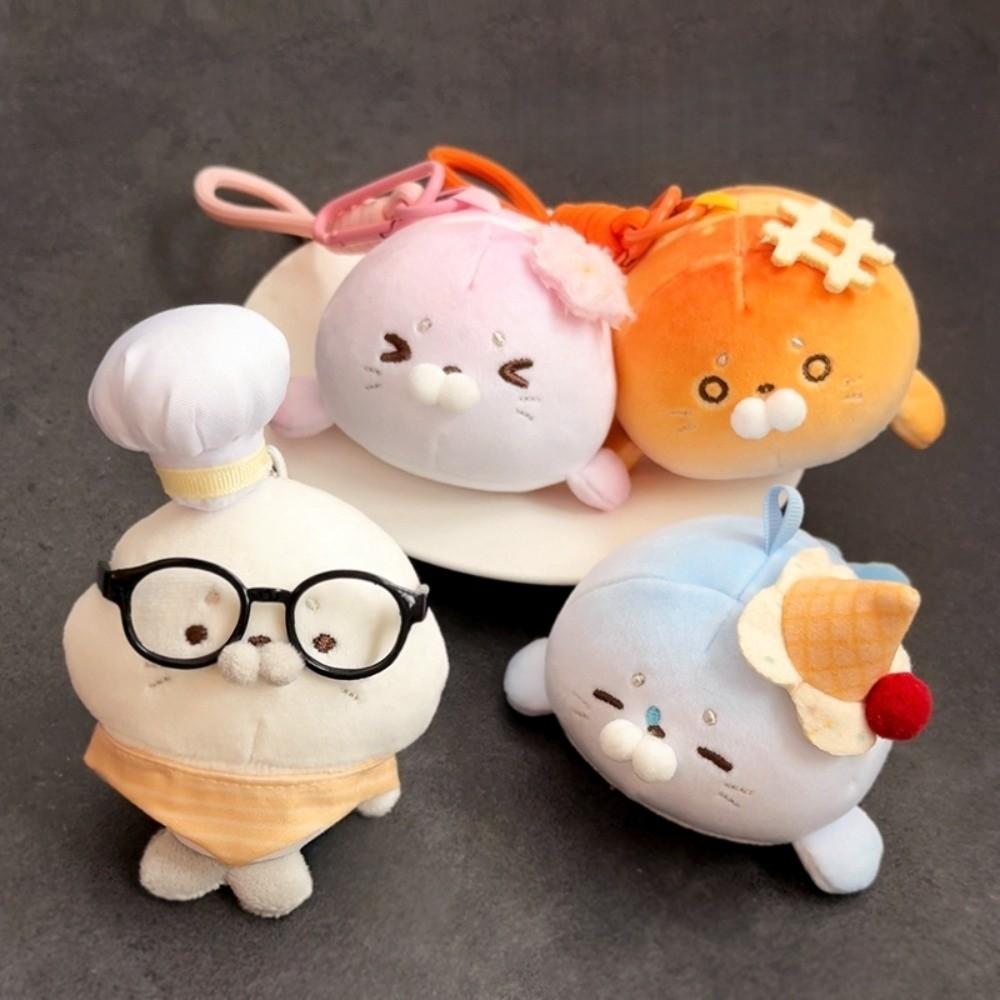 Ice Cream Sea Dog Pendant Sakura Toast Seal Keyring Soft Seal Keychain Hanging Decoration