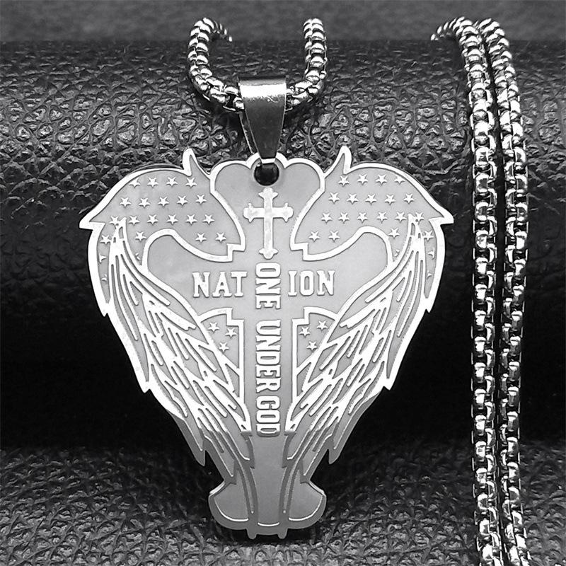 

European & American Light Luxury Angel Wings Stainless Steel Necklace - Men s Christmas Pendant Jewelry