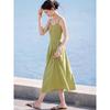 Chushen Sweet French V-Neck Midi Slip Dress