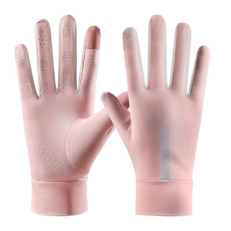 Summer women's sunscreen gloves women's spring UV protection thin short ice silk cool outdoor sunscreen breathable
