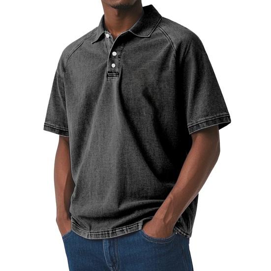 

Men Button Holiday Shirt Short Sleeve Turndown Collar Tee Casual Stylish Loose Fit Shirt for Summer Beach Travel Daily Wear S темно-серого
