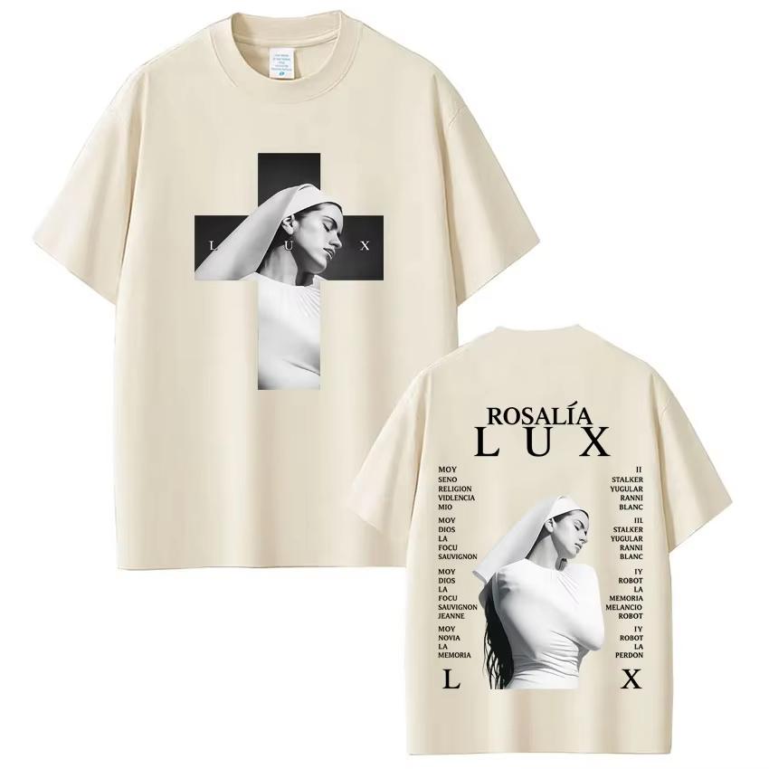 Singer Rosalia Lux 2026 Album Tour Print T Shirts Unisex Unisex Fashion Casual Cotton Vintage Oversized Aesthetic Trendy TShirt