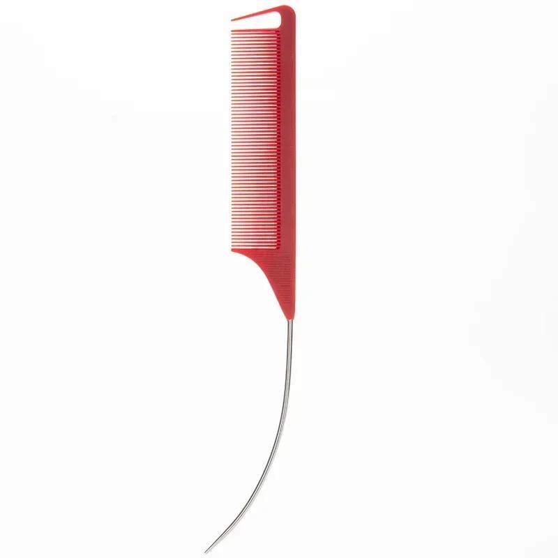 Professioneller Friseursalon-Stylingkamm aus Kunststoff, hitzebeständig, antistatisch, zum Flechten, Rattenschwanz, gebogener Scheitelkamm, Haar-Accessoires