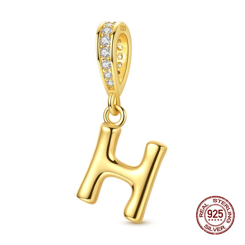New In Original Charms Copper 26 Golden Letters A-Z Charm Bead Fit 3Mm Original Bracelet For Womens Diy Fashion Jewelry Gift