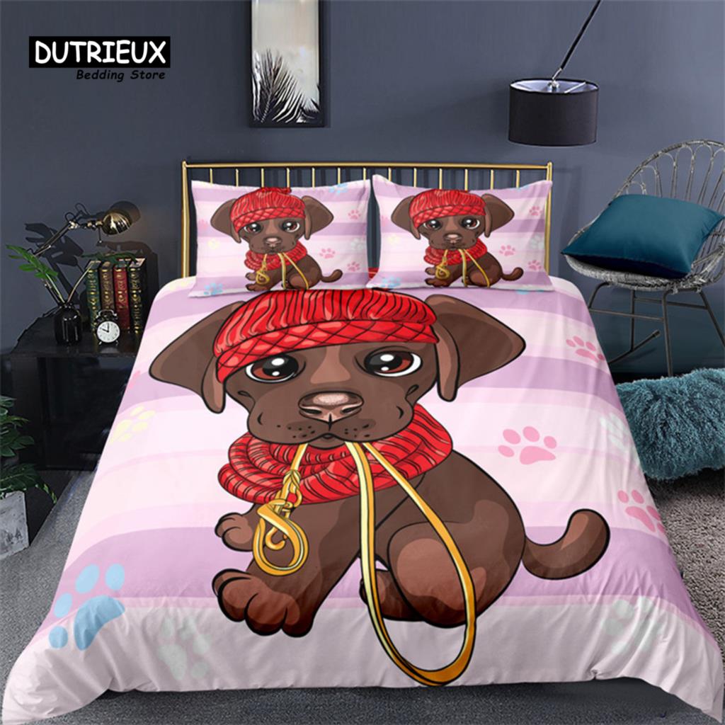 Modern Elegant Pug Pet Dog Polyester Funny Cartoon Animal Size For Kids Child Teens Decor Full King Comforter