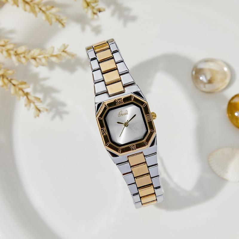 Medieval Gold Steel Belt Watch Women'S High-Value Niche Square Quartz Watch Women'S High-End Quartz Watch