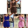 Gestreiftes Spandex-Ärmelloses Kleid mit Kreuzrücken für Damen im Streetwear-Stil