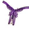 Sexy Hollow Out Butterflies Shape Thong Low-rise Massage Faux Pearls Crotch See-through Briefs Solid Color