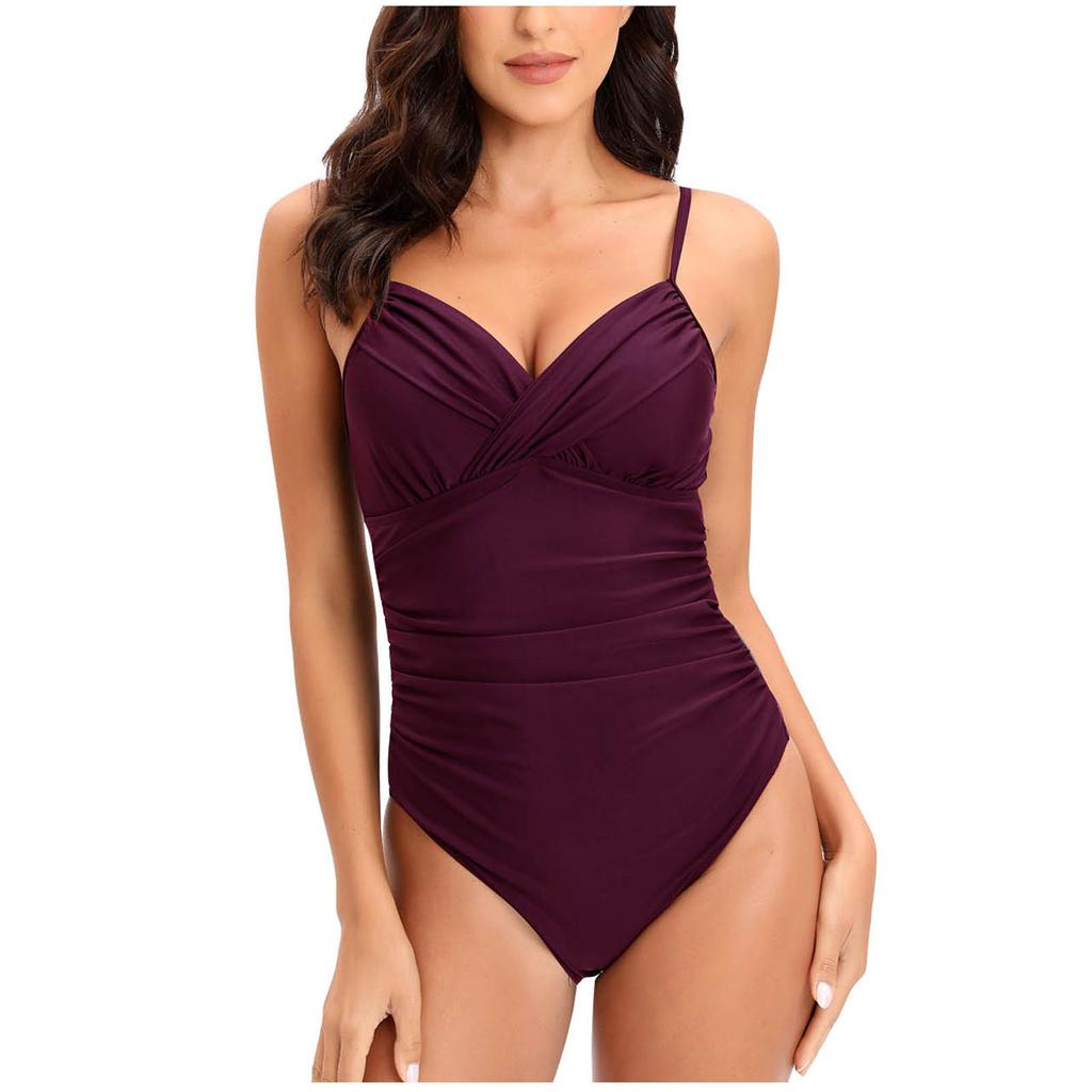 Kobiety seksowny jednolity z miseczką na piersi bez fiszbin Bikini Deep V jednoczęściowy strój kąpielowy