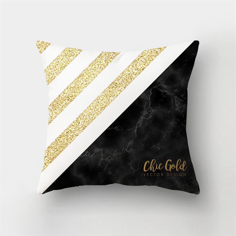 45x45cm Abstract Geometric Print Cushion Cover Marble Pillow Cover Polyester Short Plush Patchwork Sofa Home Decor Cushion Cover