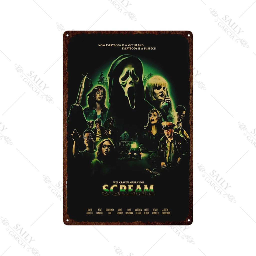Scream Dead Horror Film Metal Tin Sign Posters Movies American Wall Art Metal Plates Man Cave Pub Bar Sign Metal Decor Plaques
