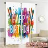 2pcs, 2D FLAT PRINTING Curtains (Without Rod) BirthdayPalette Fashionable Chic Curtains Versatile 100% Polyester Curtains