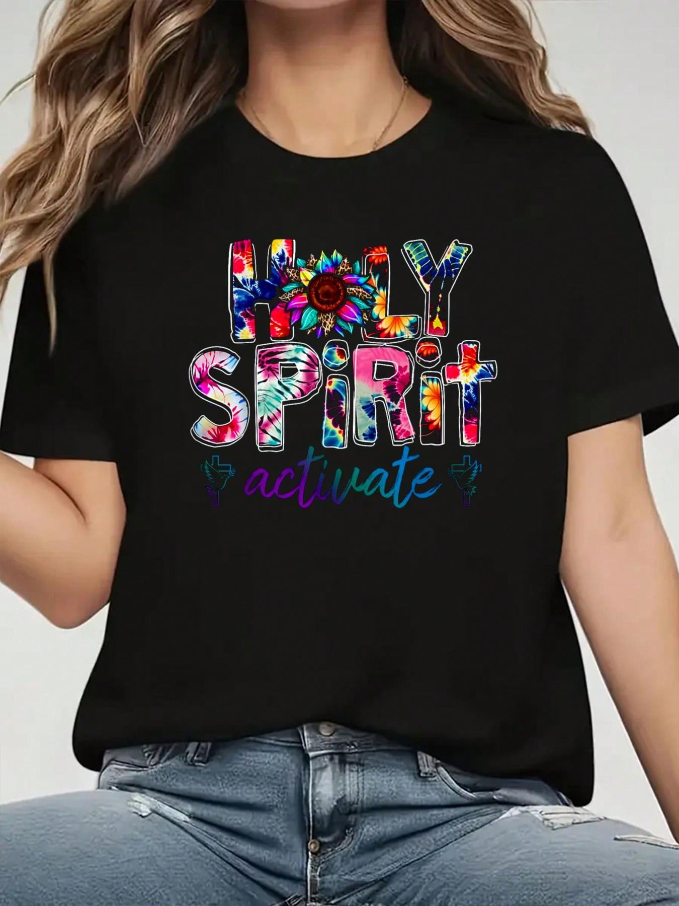 Holy Spirit Activate Tie Dye Sunflower Christian T-shirt S