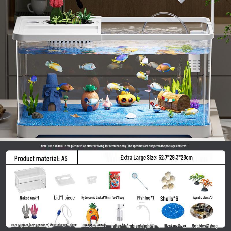 Acuario de Peces Betta de Alta Definición con Filtro y Oxigenador Integrados para Decoración de Sala de Estar