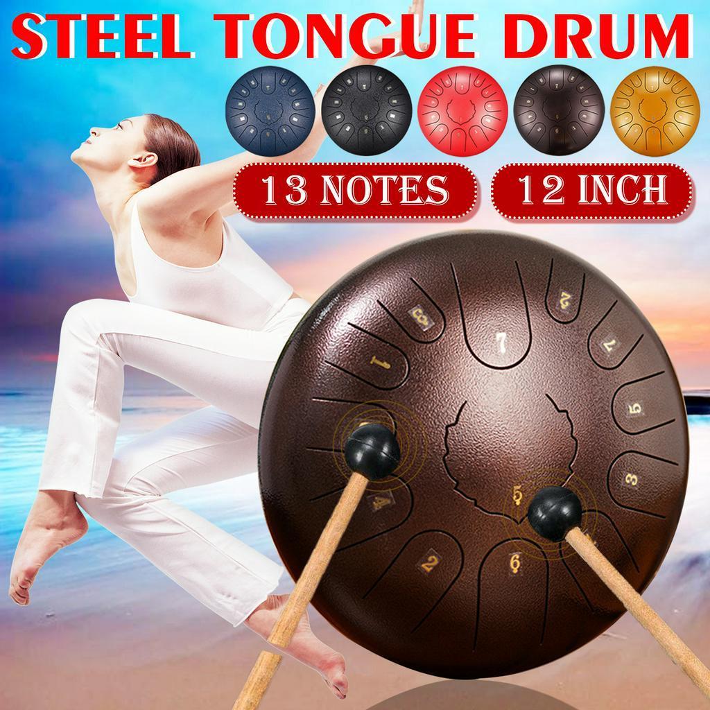 12Inches 8 Tune Tank Drums Tongue Drum With Drumsticks Carrying Bag Percussion Instruments Handpan Steel Hand Pan Drum