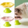 Ceramic Pet Bowl Flower Shape Cats Food Dish Nonslip Elevated Stand Feeding Plate for Neck Protections and Easy Cleaning