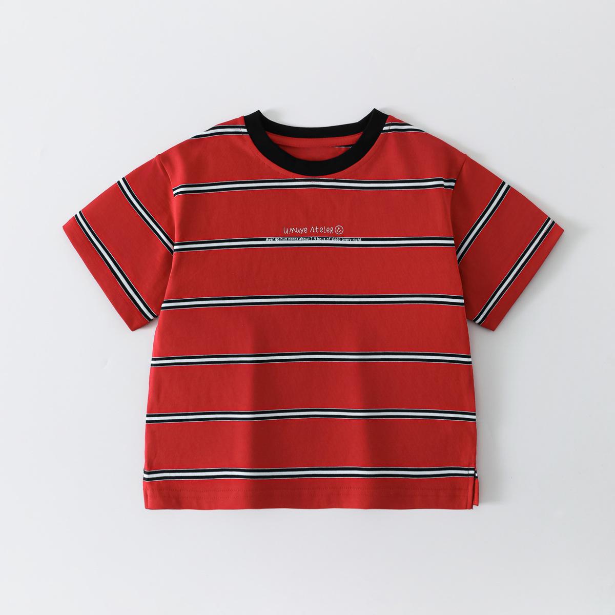 Beiteng Summer Boys  Short Sleeve Striped Cotton T-shirt 120 cm оранжевый