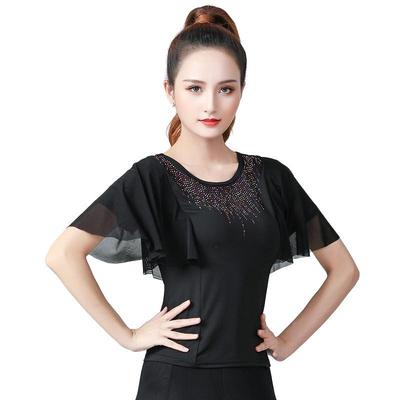 Diseño para Mujer Color Sólido Manga Corta Ropa de Baile Hermosos Elegantes Deportivos Ajustados Tops Cuadrados