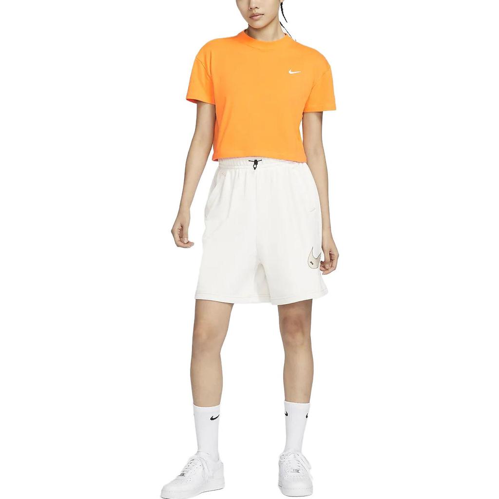 Nike Lab Solid Color Crew Neck Short Sleeve T-Shirt Women Tops Bright-Orange DA0324-836