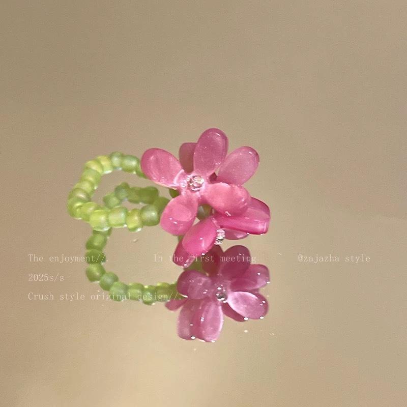 

Новое Романтичное Милое Кольцо с Фиолетовым Цветком Весна Лето Эластичные Кольца с Бусинами для Женщин Подруг Корея Аксессуары для Пальцев Подарок resizable