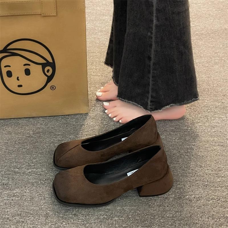 Temperament late evening wind shallow mouth single shoes women's 2025 new French thick heel Mary Jane high heels versatile commuter women's shoes