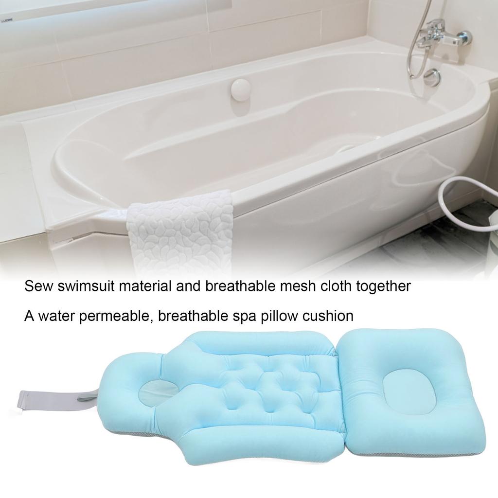 Bathtub Cushion Soft Breathable Folding Headrest Back Support Bath Pillow Cushion for Adults Spa