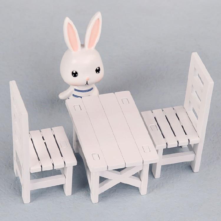 Miniature Kitchen Table And Chairs Set Wooden Dollhouses Furniture For 1/6 Scale Doll Decors