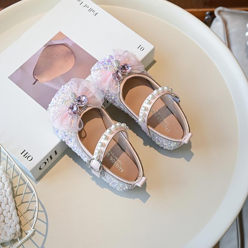 Luxury Little Girl Leather Shoes New Children Princess Shoes Spring Autumn Causal Kids Fashion Wedding Party Flat Shoes Sweet