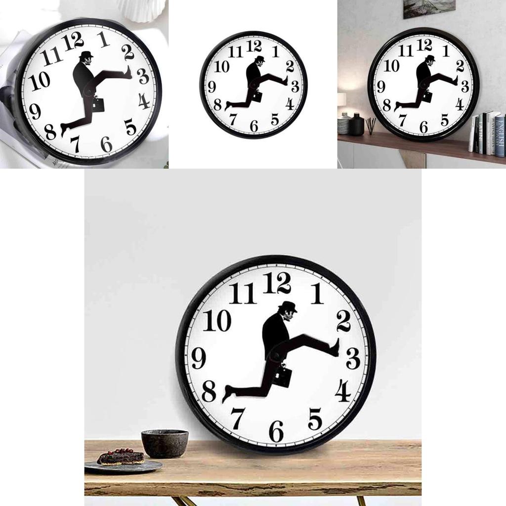 Schwarz-Weiß alberner Gang Aktentasche halten Muster Wanduhr für Heimdekor und Geschenkideen