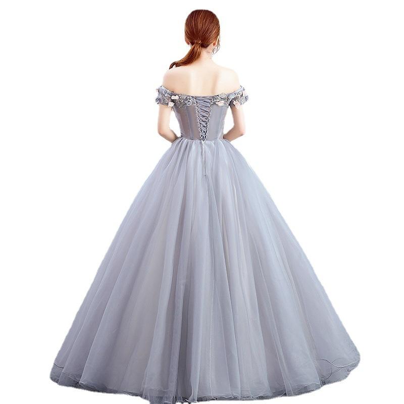 1011 new female long color yarn studio bridal banquet host evening dress solo art test performance dress puffy skirt