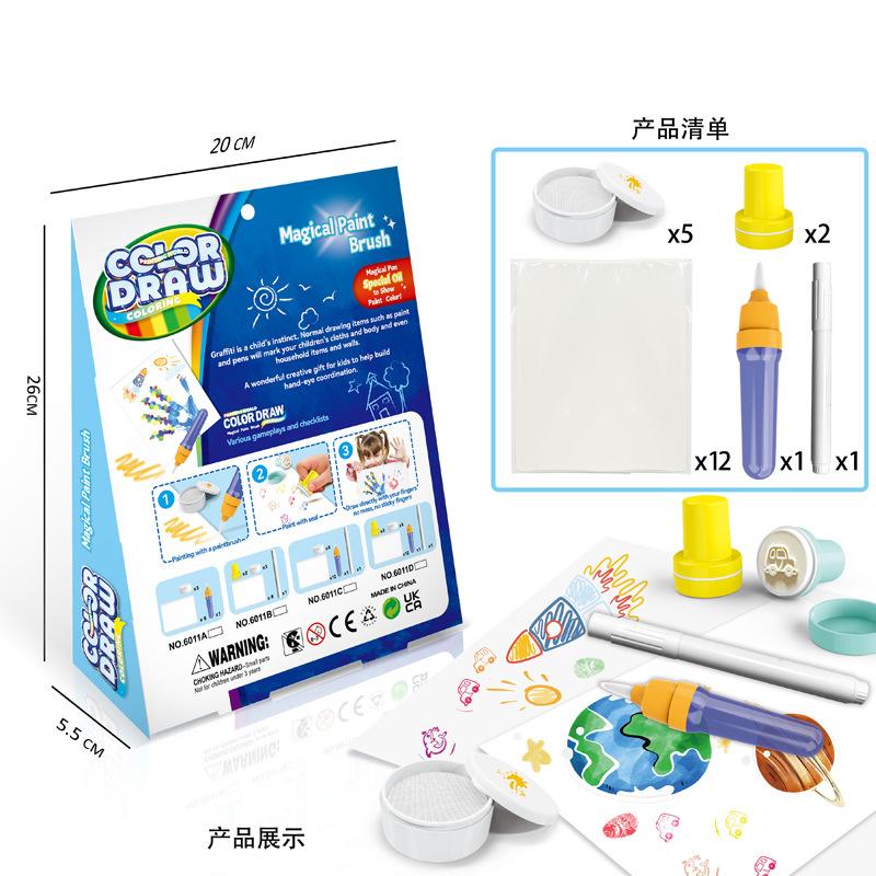 Magische Malspielzeuge für Kinder Fantasie-Farbpinsel Graffiti-Stempel Baby-Malset Kinder Montessori Interaktive Lernspielzeuge