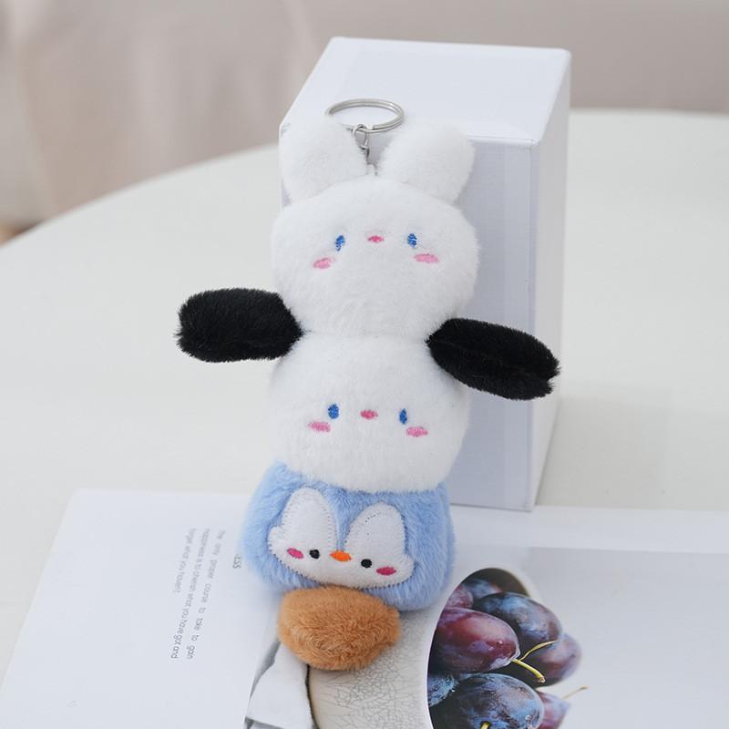 Adorable Plush Bear Animal Keychain Soft Stuffed Toy Cute Car Key Ring Accessory