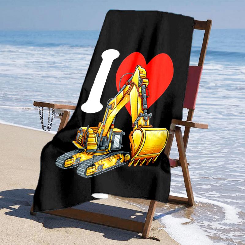 Ultra-Soft Beach Towel with Excavator Theme,Ideal for Pool - Camping, Diving - Perfect Travel Essential, Vibrant Beach Towel.