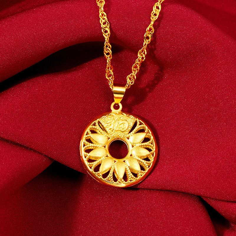 Auspicious Safety Buckle Pendant Necklace for Women Gold Safe and Complete, Auspicious and Wishful