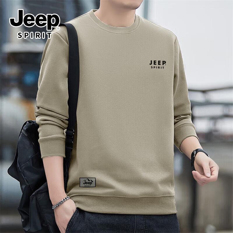 JEEP SPIRIT Men's Loose-Fit Round Neck Sweatshirt
