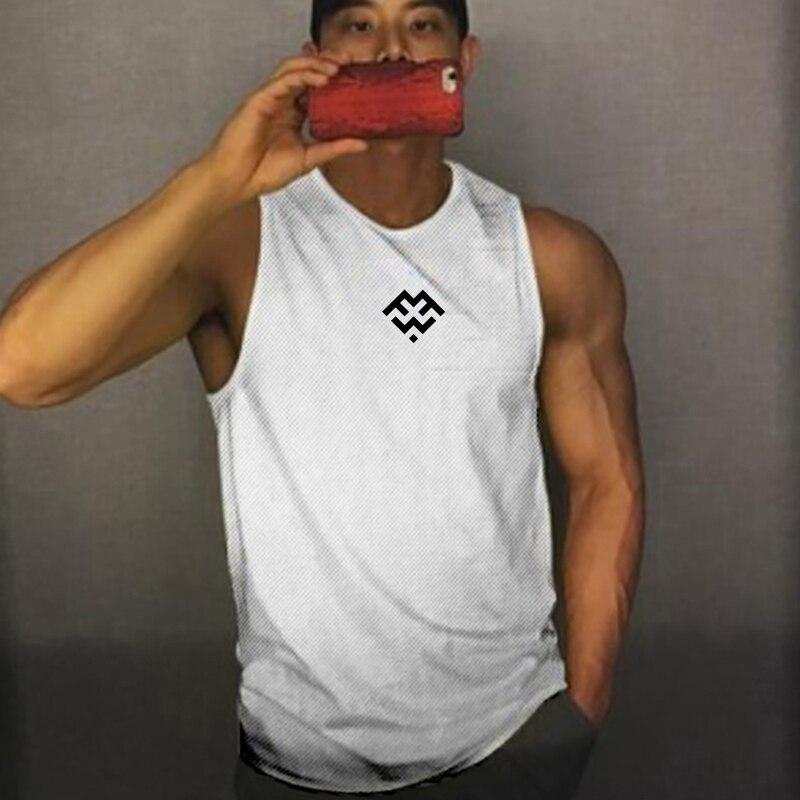 Muscleguys Men's Gym Clothes Bodybuilding TankTop Summer Fitness Sleeveless T-shirt Professional Bodybuilding Vest Mesh Breathable Singlet