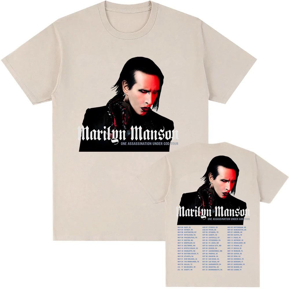 ONE ASSASSINATION UNDER GOD TOUR 2025 T-shirt Marilyn Manson Bedrukte T-shirts Katoen Zomer Mannen Unisex Streetwear Herenkleding