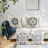4Pcs Beige Bohemian Flowers Cushion Covers Single-sided Printed 45CM Throw Pillow Case Cover Sofa Cushion Home Room Decor
