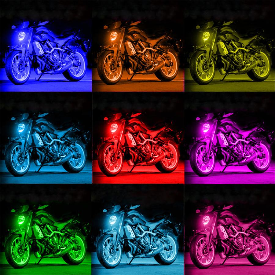 12pcs 108LED Motorcycle ATV RGB LED Neon Under Glow Strip Light Kit Remote Control