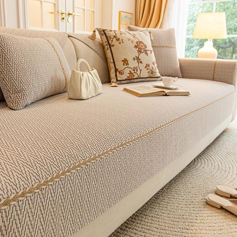 2025 French Cream Leather Sofa Cover: Elegant, Non-Slip, Year-Round Cushion Protector