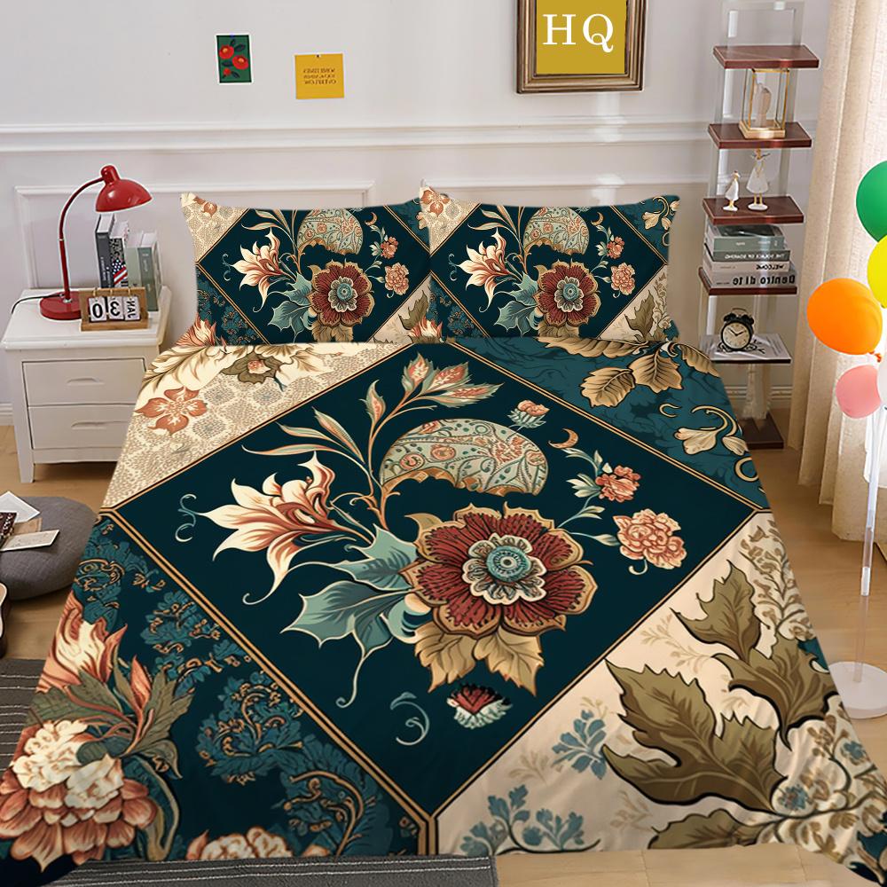 Set Biancheria da Letto Matrimoniale Alta Qualità Fiori Stampa 3D Copriletto Donna Decorazione Camera da Letto